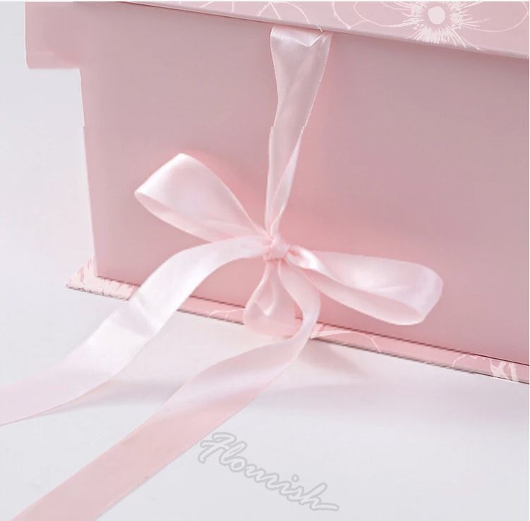 Özel renkli çiçek hediye kutusu paketleme açık pencere ve kurdele ile çevre dostu