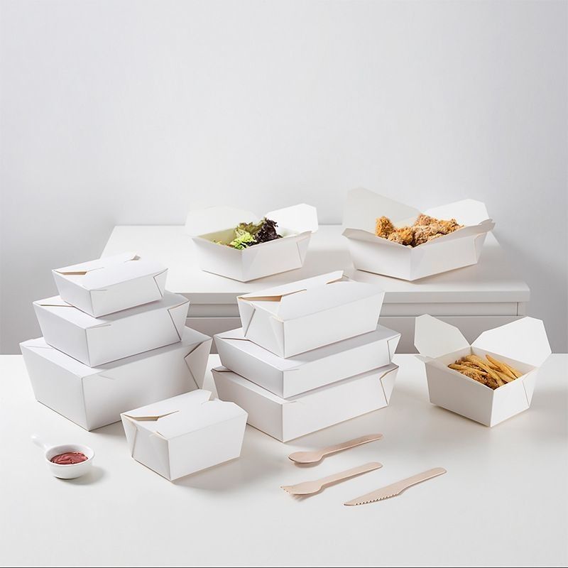 Beyaz Karton Özel Hediye Kutusu Kağıt Hızlı Yiyecek Paket Kutusu Restoran Atıştırmalıkları İçin
